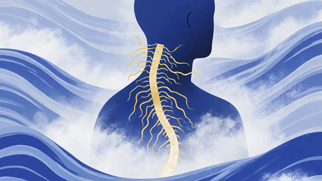 An abstract silhouette surrounded by calming waves of light, symbolizing the nervous system resetting after stress.